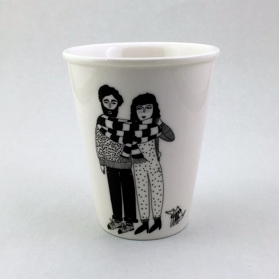 Taza cerámica ilustrada parella bufanda