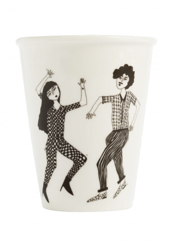Taza cerámica ilustrada parella bailando