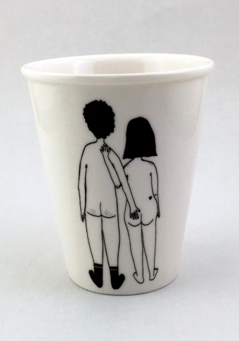 Taza cerámica ilustrada parella espida cu Helen B