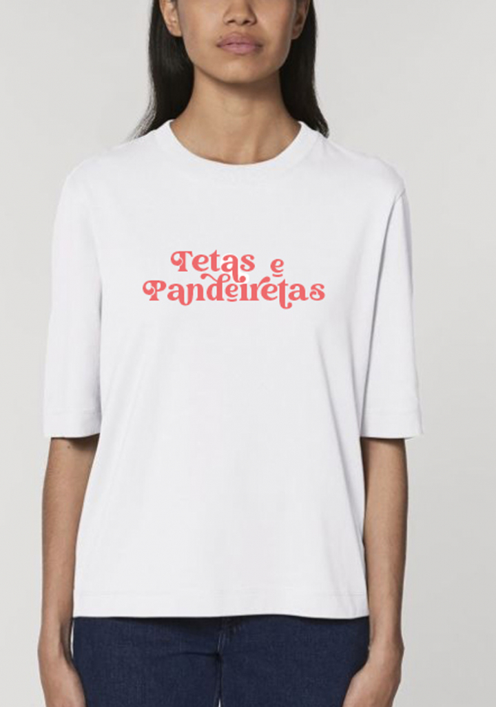 Camiseta "Tetas e Pandereitas" branca algodón orgánico