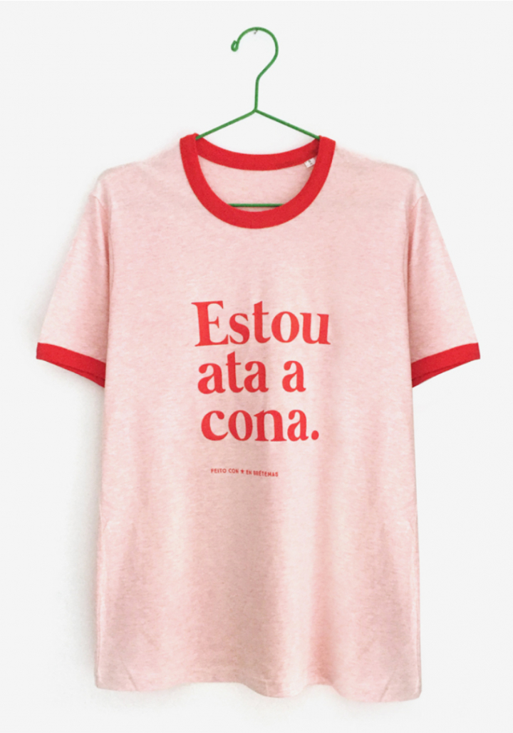 Camiseta "Estou ata a cona" rosa rosa